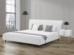 Bett Kunstleder Weiss Lattenrost 180 X 200 Cm Saverne Lederbett Schlafzimmermobel Designer Bett