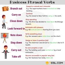 38 Useful Business Phrasal Verbs With Examples 7 E S L English Verbs Learn English English Vocabulary Words