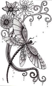 Sketch Doodle Dragonfly Kelebekler Zentangle Desenler
