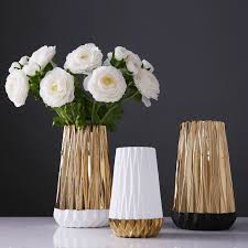 Colorful seasonal flowers in purple, red, violet, pink and yellow add a summery look and make the whole table decor vibrant and lively. Golden Ceramic Vase Simple Home Living Room Bedroom Dining Table Flower Arrangement Home Decoration Ornaments Vases Aliexpress