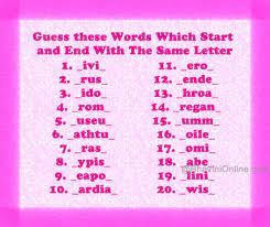 List of all english words that starts with e and ends with een. Guess These Words Which Start And End With The Same Letter Bhavinionline Com
