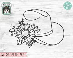 Cowboy Hat Svg File Cowboy Hat With Flowers Svg File Cowboy Etsy In 2020 Cowboy Hat Drawing Cowboy Hat Tattoo Cowboy Hats