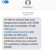 Lot g62 ground floor, the curve, no 6 jalan pju 7/3. Hi I Ve Received This Sms From Cimb Not Quite Sure If This Is Legit Tho It Auto Says Cimb Bank Phmoneysaving