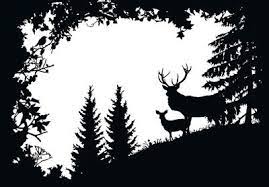 Set of black forest deer silhouettes. Stag And Deer In The Forest Art Print With Images Silhouette Art Forest Art Wood Burning Art
