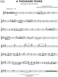 Christina Perri A Thousand Years Violin Sheet Music Violin Solo In D Major Transposable Download Print In 2020 Violin Sheet Music Cello Sheet Music Flute Sheet Music