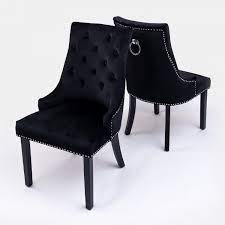 Chesterfield silver crushed velvet armchair • made in a crushed velvet fabric that gives extra comfort. Black Velvet Dark Oak Leg Dining Chair With Knocker