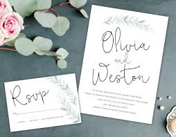 Rustic Wedding Invitation Simple Leafy Wedding Invitation Etsy Organic Wedding Invitations Outdoorsy Wedding Etsy Wedding Invitations