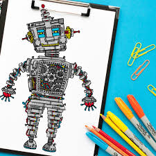 By pressing 'print' button you will print only current page. Steampunk Robot Coloring Page Sarah Renae Clark Coloring Book Artist And Designer
