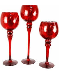 Amazing Savings On Jeco Crackle Glass Candle Holders Pack Of 3 Red