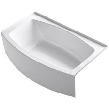 Also, they have a finished apron front that adds style and support to your tubin this article. Kohler K 1118 Ra 0 White 60 Three Wall Alcove Curved Apron Soaking Tub With Right Hand Drain Faucetdirect Com