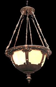 57 4853 Beautiful Courthouse Hanging Bronze Light Fixture With Soft Amber Stained Dome Bronze Light Fixture Antique Lamps Antique Outdoor Lighting