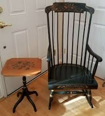 Hitchcock Black Maple Harvest Boston Windsor Rocking Chair Rocker W Side Table Boston Hitchcock Windsor Rocking Chair Rocking Chair Rocking Chair Plans