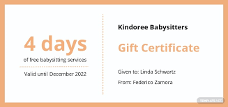 Babysitting gift certificate templates are best suitable for babysitting service providers or if someone wants to give a babysitting service for a specific time as a gift. Babysitting Gift Certificate Template Free Pdf Word Google Docs