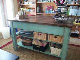 A central island welcomes artists with a broad work space and plenty of storage in undercounter drawers. Craft Table From Michaela Island Ana White