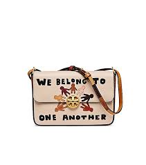 Tory Burch Harmony Leather Shoulder Bag In New Ivory Gold Modesens
