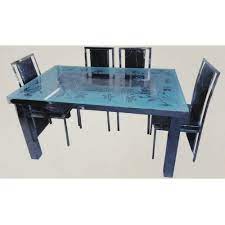 Dining table with glass top. Modern Rectangular 4 Seater Dining Table Set For Home Rs 18000 Set Id 21776546491