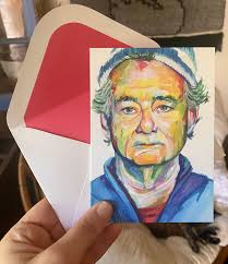 Bill Murray Watercolor Portrait Blank Greeting Card
