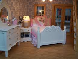 Three Piece Beautiful Feminine Bedroom Suite Miniature Dollhouse Bedroom Furniture Handmad Feminine Bedroom Dollhouse Furniture Bedroom Bedroom Furnishings