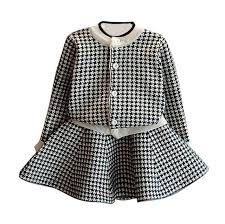 Black And White Plaid Skirt And Jacket Set Savannah Set Girl Outfits Baby Coats Girl Girls Clothing Sets