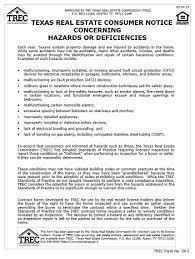 To keep your home free of pests, a pest control service will use a variety of methods. Texas Real Estate Consumer Notice Concerning Hazards Or Deficiencies Trec