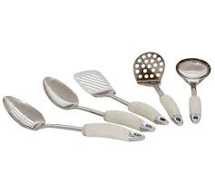 Buy Colourmatch 5 Piece Stainless Steel Utensil Set Super White At Argos Co Uk Visit Argos Co Uk T Stainless Steel Utensils Utensil Set White Kitchen Utensils