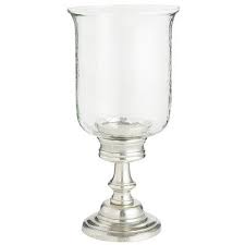 Clear glass hurricane lamp candle holders on aluminum round pedestal bases with contoured aluminum stems. Large Silver Pedestal Hurricane Candle Holder Hurricane Candle Holders Hurricane Candles Large Hurricane Candle Holder
