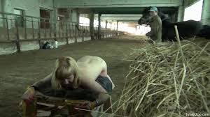 Horny and pasty blonde fucking a horny horse HARD