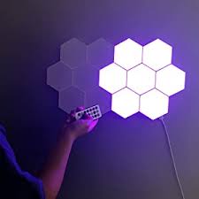 Diy app controlled 6 hexagon wall light, rgb hexagon led panel light used for bedroom. Hexagon Wall Light With Remote Control Smart Touch Modular Led Light Wall Panel Rgb Night Light Diy Geometry Splicing Quantum Light For Home Hallway Office Hotel Bar Festive Gift Pack Of 6