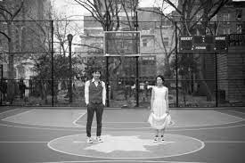冬のニューヨーク前撮り mba選手を輩出したストリートバスケットコートで撮影 写真 結婚写真 ウェディング