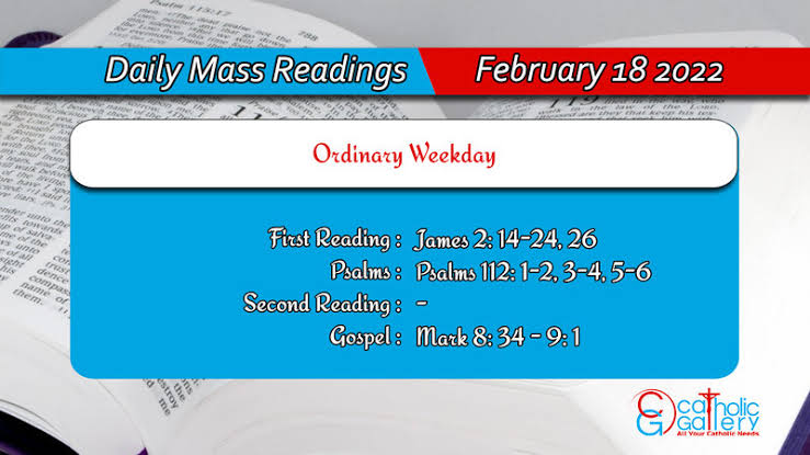 Catholic Daily Mass Readings 18 February 2022 | Friday