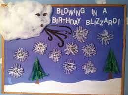 Kindergarten 3d Birthday Chart For Classroom Handprint Blizzard Winter Bulletin Board I Used Sewing Batting For The Cloud To Make It 3d Birthday Board Classroom Birthday Bulletin Winter Bulletin Boards