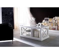 Table de salon blanche avec plateau relevable. Table Basse En Bois Blanc Cygne 6470