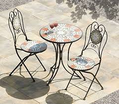 Mosaic Bistro Set Table 2 Folding Chairs Cast Iron High Quality Ref 547 Woonio Uk Bistro Set Round Dining Table Sets Mosaic Table