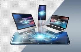 Floating Connected Devices Mockup Mockup Ad Design Background Images For Editing