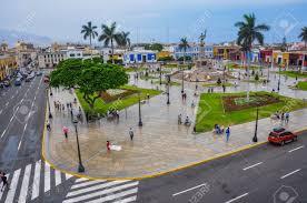 Trujillo del peru was founded in 1534 among 4 (of 3,500 archaeological sites in the valley) chimu (& earlier remarkable cultures) settlements, to enable the spanish to ally with them against the incas. Plaza De Armas Trujillo Peru Stock Photo Picture And Royalty Free Image Image 31549703