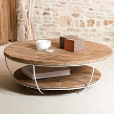La table basse avec plateau relevable soa en bois coloris blanc invite le style contemporain dans votre salon ! Table Basse Ronde Teck Recycle Structure Filaire Blanche 2 Plateaux Swing Tables Basses Pier Import