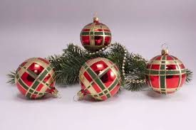 4 Christbaumkugeln 6cm Rot Grun Kariert Christbaumschmuck Aus Glas Christbaumkugeln Weihnachtskugeln