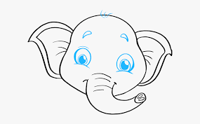 Start by drawing a curved line above the eye then dipping it down and forming a loop as you bring it back up. How To Draw Baby Elephant Draw A Baby Elephant Face Hd Png Download Transparent Png Image Pngitem