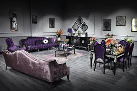 Casa Padrino Luxury Baroque Living Room Dining Room Set Purple Black Silver Baroque Furniture