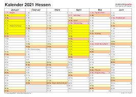Ferien hessen 2021 im kalender. Kalender 2021 Hessen Ferien Feiertage Excel Vorlagen