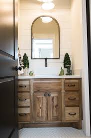 We got what you need! Bathroom Inspiration With White Shiplap And Light Stained Wood Cabinets White Bathroom Cabinets Trendy Bathroom Tiles Wood Bathroom