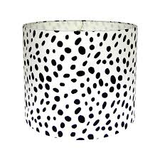 Black And White Lamp Shades Custom Lamp Shade Handcrafted And Covered With A Fun Spotted Fabric That Is Reminiscent Of An Animal Print Thi White Lamp Shade White Lamp Floor Lamp Shades