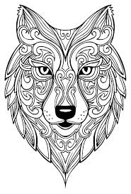 Zen Wolf Coloring Page For Adults Animal Coloring Pages Mandala Coloring Pages Wolf Head Drawing