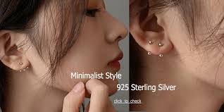 Minimalist 925 Sterling Silver Three Ball Stud Earrings