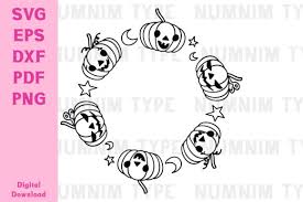 Available in png and vector. Halloween Pumpkin Svg Circle Kids Wreath Graphic By Numnim Creative Fabrica