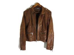 Vintage 90s Kenneth Cole Leather Jacket Brown Large Womens Biker Jacket Zip Up Leather 90s Cl Womens Biker Jacket Leather Jacket Brown Leather Jacket
