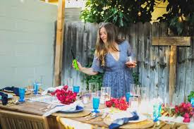This year we went all out with a greek dinner party for our closest friends in the backyard. Greek Dinner Party Tablescape Details College Housewife