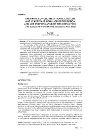 THE EFFECT OF ORGANIZATIONAL CULTURE AND LEADERSHIP UPON JOB SATISFACTION  AND JOB PERFORMANCE OF THE EMPLOYEES