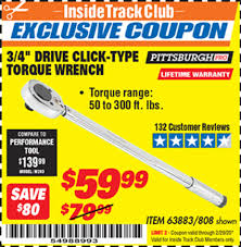 Buy the pittsburgh 1/2 in. Harbor Freight Tools Coupon Database Free Coupons 25 Percent Off Coupons Toolbox Coupons 3 4 Drive Torque Wrench