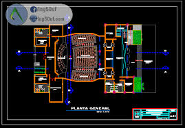 مخطط قاعة حفلات موسيقية اوتوكاد Dwg
